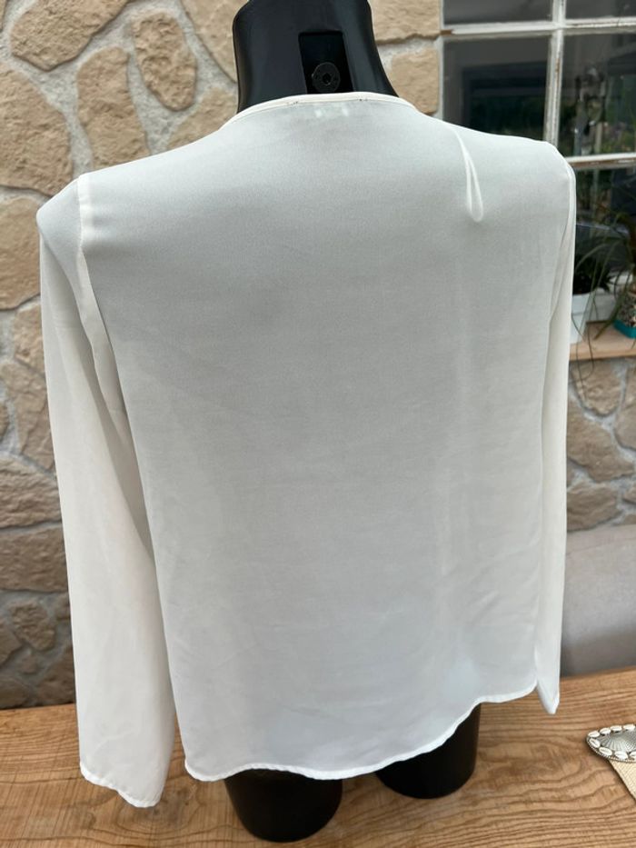 Chemisier femme blanc taille 38 M blanc fluide tailleur manches longues tex - photo numéro 3
