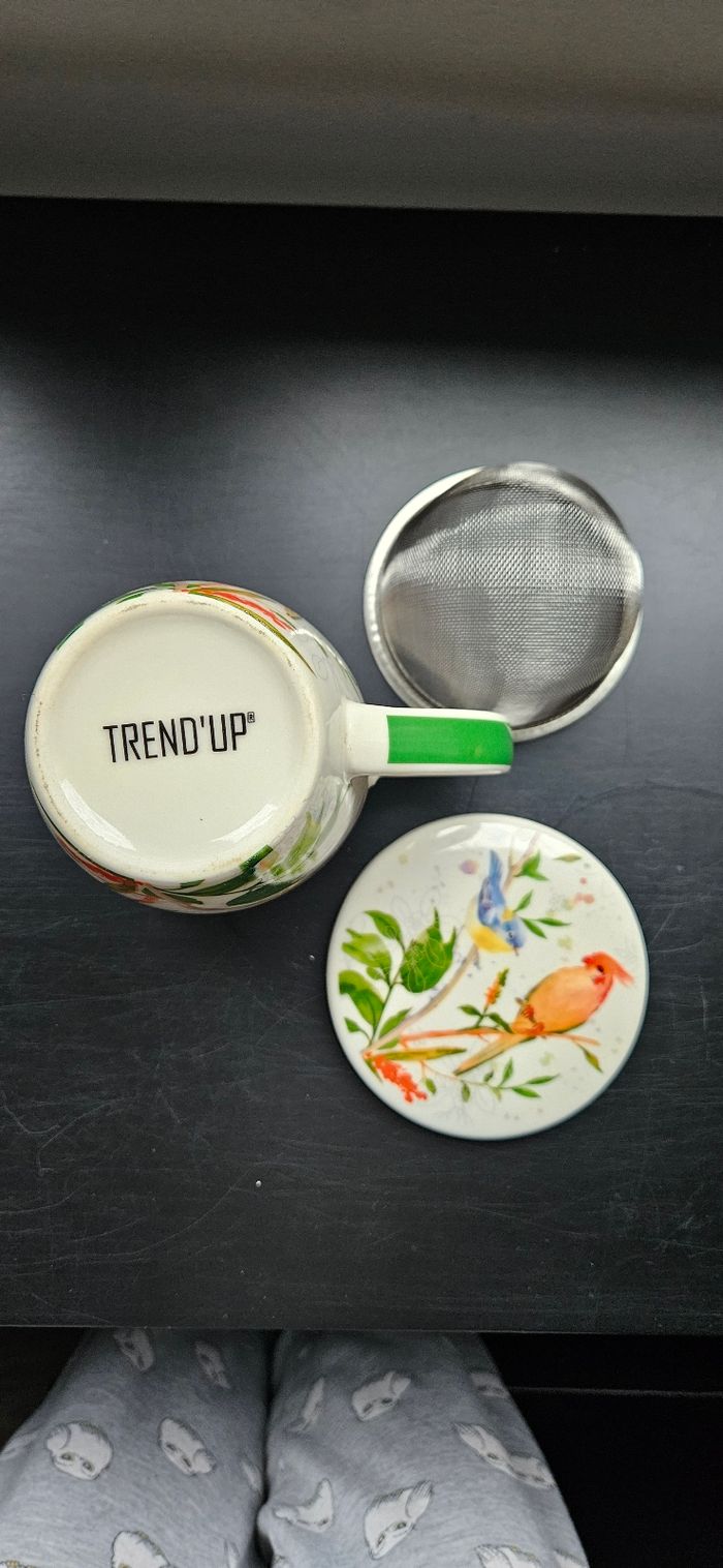 Tasse à thé avec passoire en métal et Couvercle en Porcelaine 320 mL - Trend'up - photo numéro 4