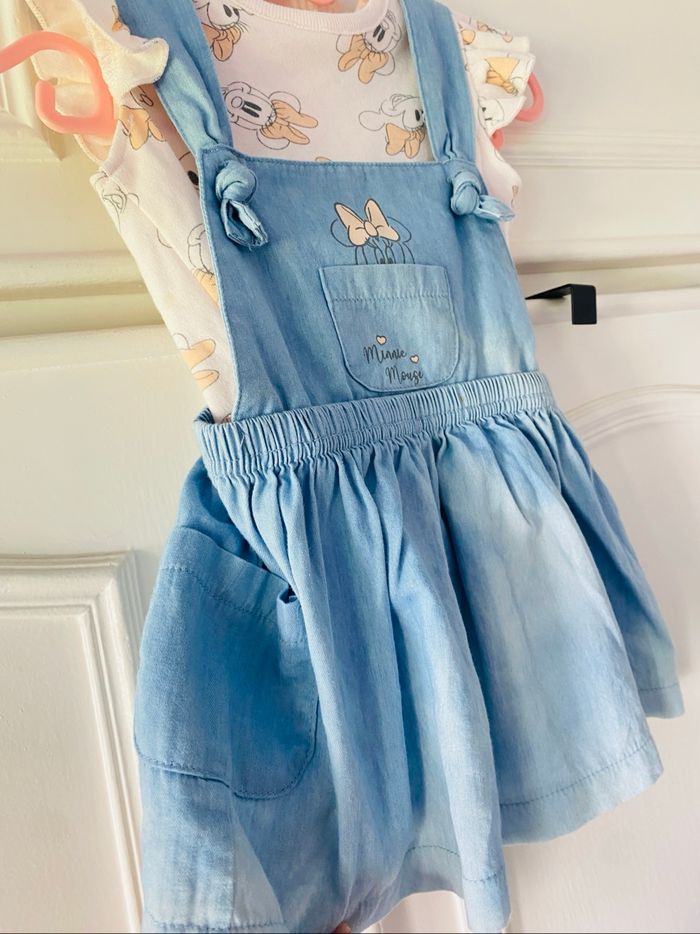 Ensemble Robe Bretelle Jean Légère Tee Shirt Minnie - photo numéro 5