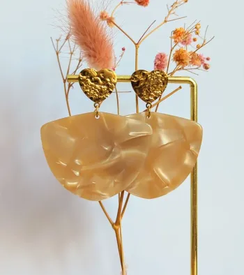 Boucles d'oreilles pendantes géométrique coeur