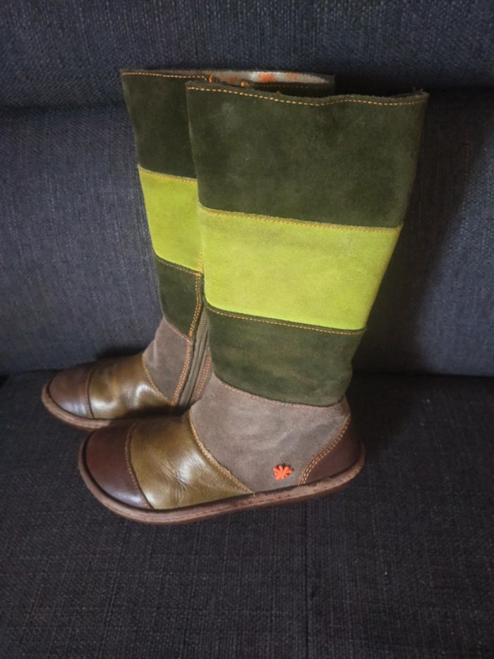Bottes filles T 31 Arte cuir /daim vert