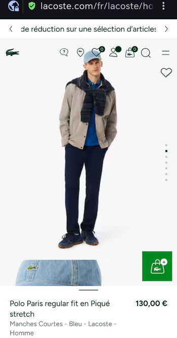 Polo Lacoste collection Paris bleu taille S