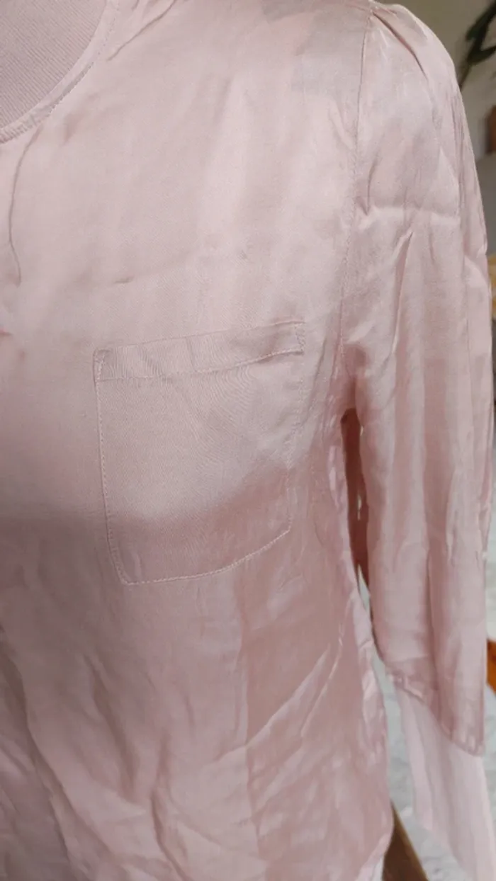 Blouse col haut manches longues viscose rose - photo numéro 7