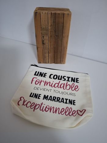 Grande pochette personnalisée - cousine qui devient marraine