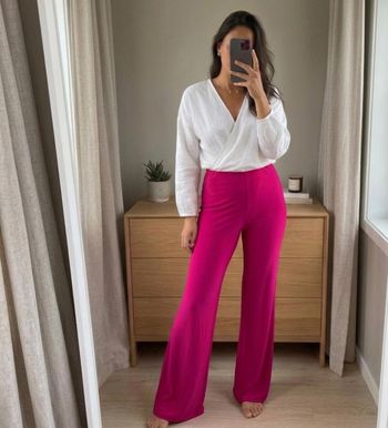 Pantalon fluide fuchsia coupe flare Zara