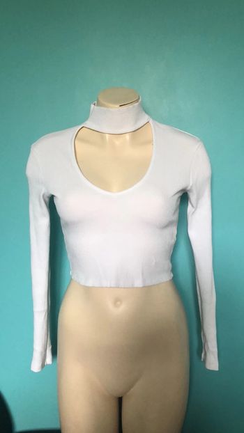 Micro top manche longue blanc 🖤 taille M bershka
