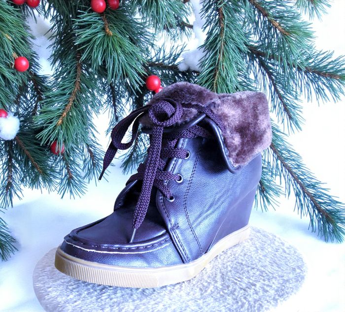 COCOPERLA - NEW - BOTTILLONS A LACETS FEMME CHOCOLAT REVERS FAUSSE FOURRURE 38 - photo numéro 6