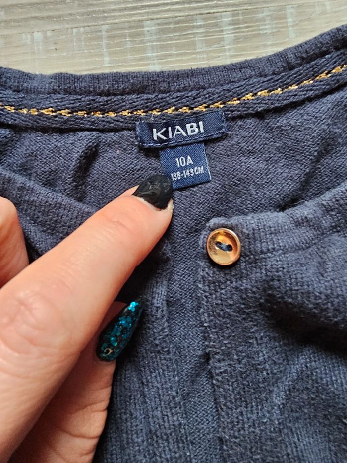 Gilet bleu à bouton - photo numéro 2