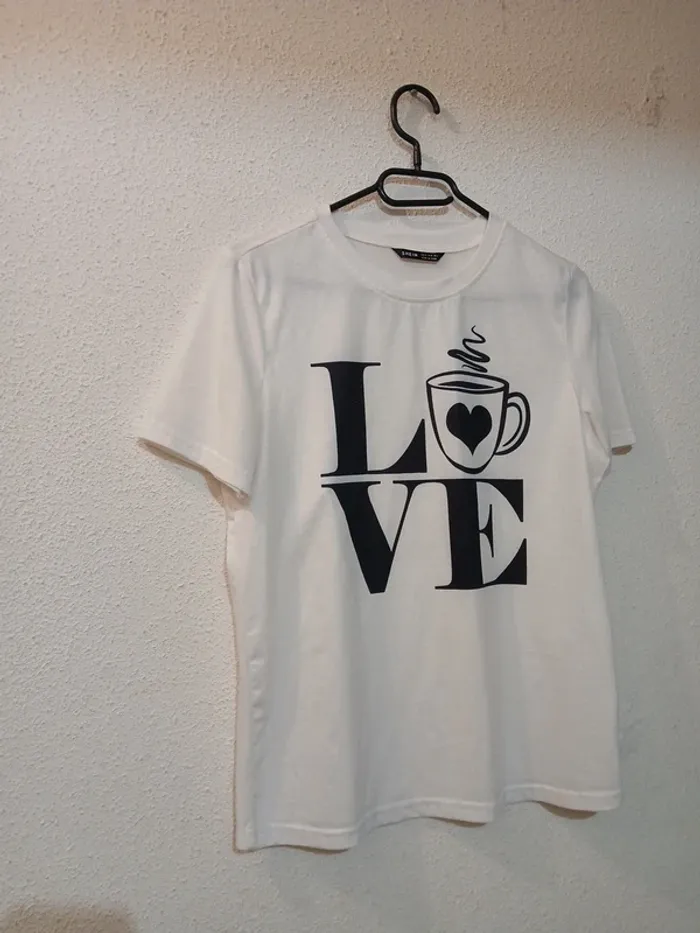 T-shirt femme blanc/noir basic " shein" taille m - photo numéro 2