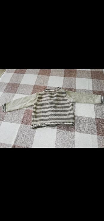 Gilet 23 mois zippé rayé marron/beige