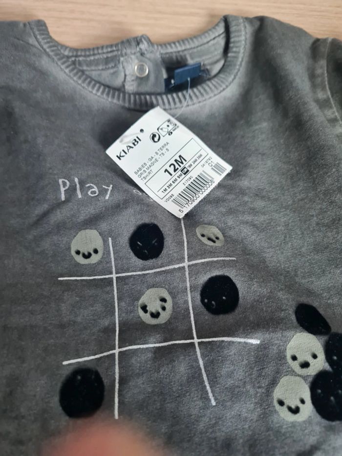 Ensemble pantalon kaki et t-shirt gris garçon kiabi 12 mois neuf - photo numéro 2
