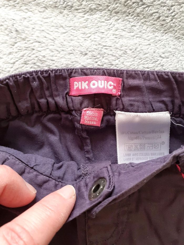 Pantalon fille 6 mois violet broderies multicolores - photo numéro 3