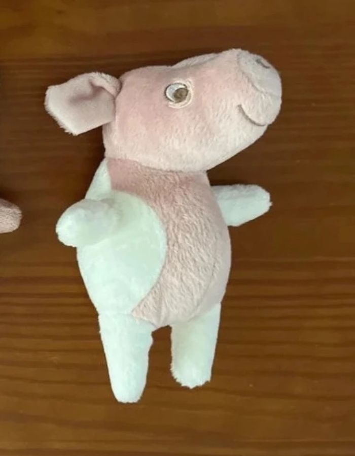Peluche doudou, petit cochon, IKEA, rose et blanc