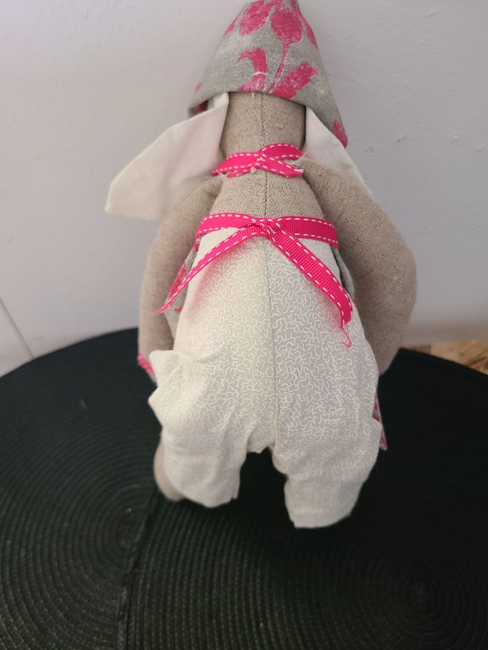 Lapin Tilda hauteur 30 cm en tissu 100% coton fait main - photo numéro 3