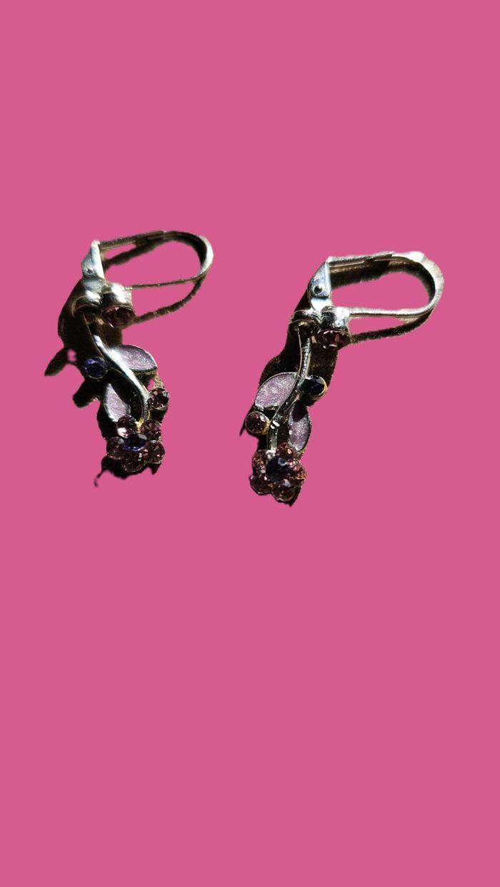 Boucles d’oreille fleur pierre de cristal rose Maty - photo numéro 3