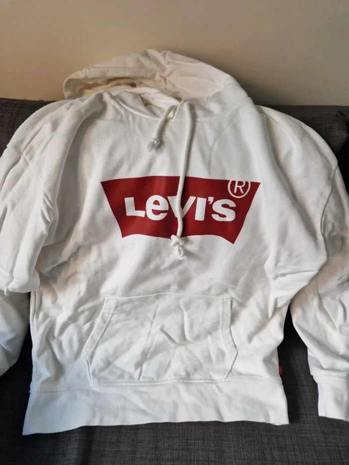 Sweat-shirt à capuche levi's blanc taille M - photo numéro 3