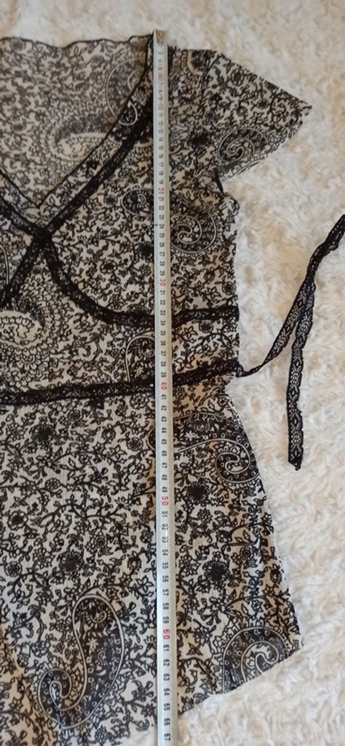 Top voile asymétrique noir blanc - photo numéro 2