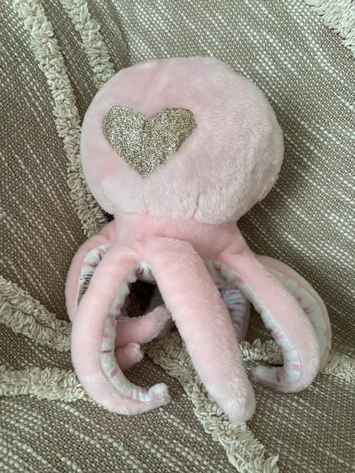 Peluche doudou 29cm petjes world poulpe calamar pieuvre rose très bon état - photo numéro 4