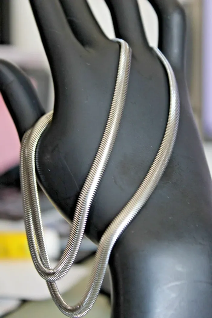 collier en maille serpent plat en acier inoxydable longueur mini 55 cms - photo numéro 5
