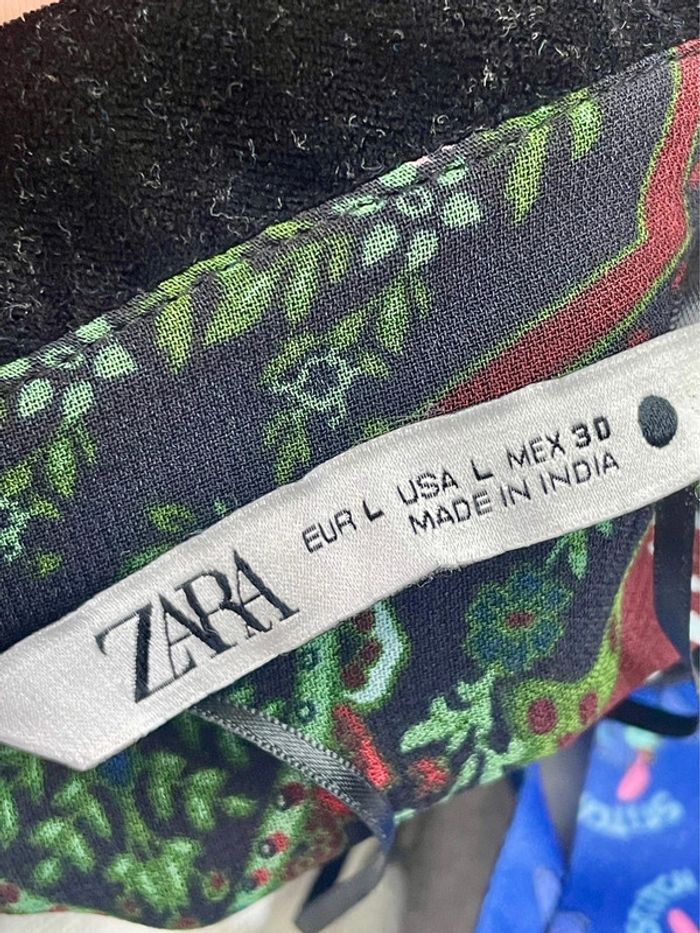 Chemise ZARA voile sequins paisley et col velours L - photo numéro 2