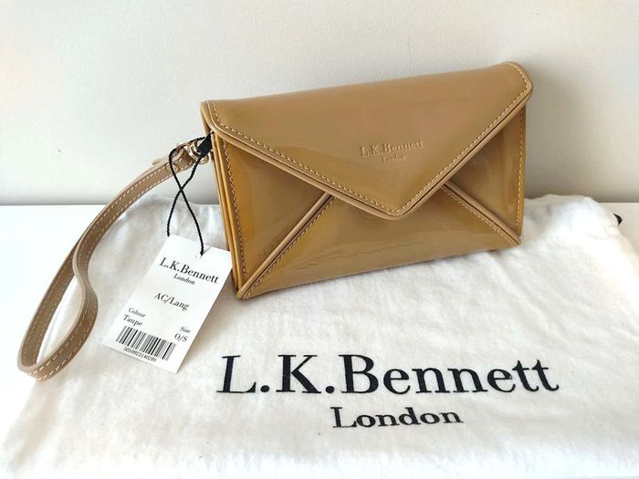Portefeuille LK Bennett Compagnon en cuir verni taupe - NEUF - photo numéro 15