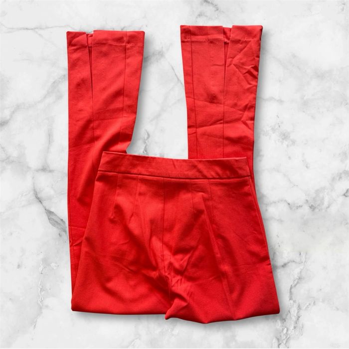 Pantalon cintré bas ouvert rouge bershka taille 32 XXS - photo numéro 3