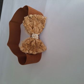 Ceinture élastique femme avec nœud décoratif fleuri et perles - Taille unique