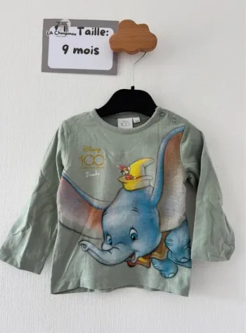 Tee shirt manches longues Dumbo - taille 9 mois 🌸