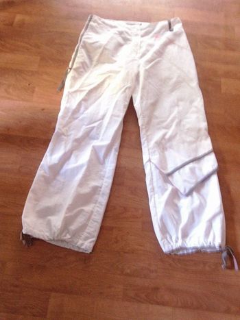 Pantalon LA MODE EST A VOUS blanc détails gris et orange taille 38 TBE