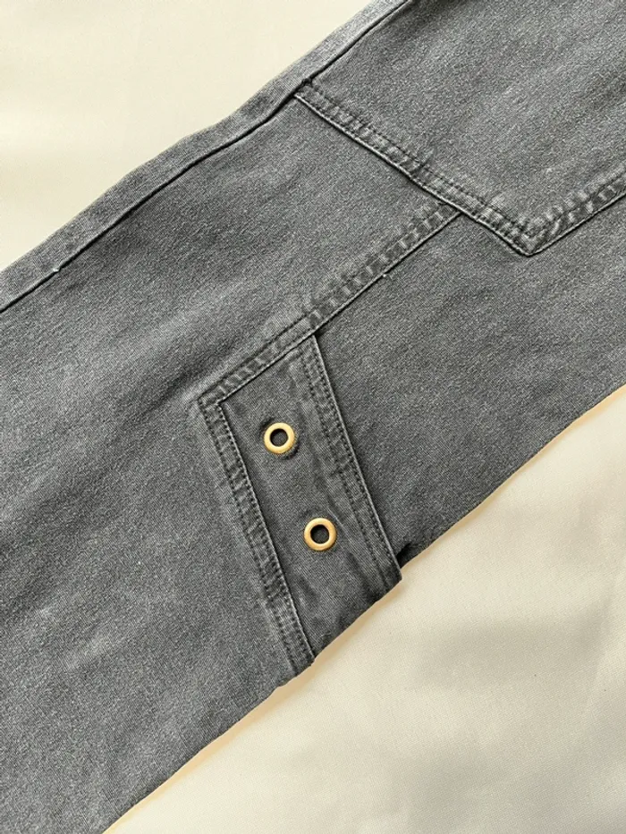 Jean y2k noir/gris à poches et sangles taille basse jambes amples années 90 2000 taille S 👖 - photo numéro 10