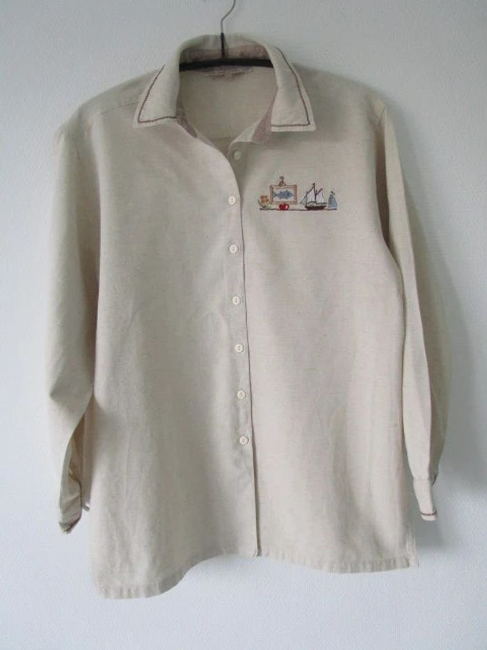 Chemise beige vintage étagère marin 44 TBE - photo numéro 10