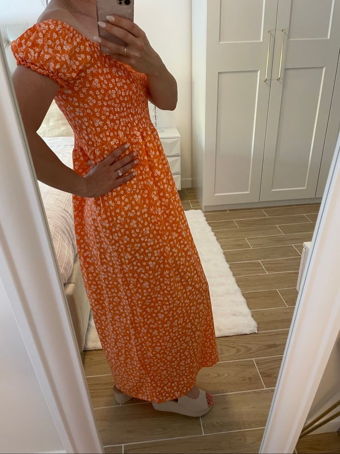 Robe longue orange en viscose  taille36 - photo numéro 3