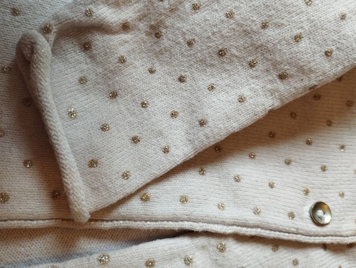 Gilet fille Obaibi 3 mois rose pâle à pois dorés brillants - photo numéro 4