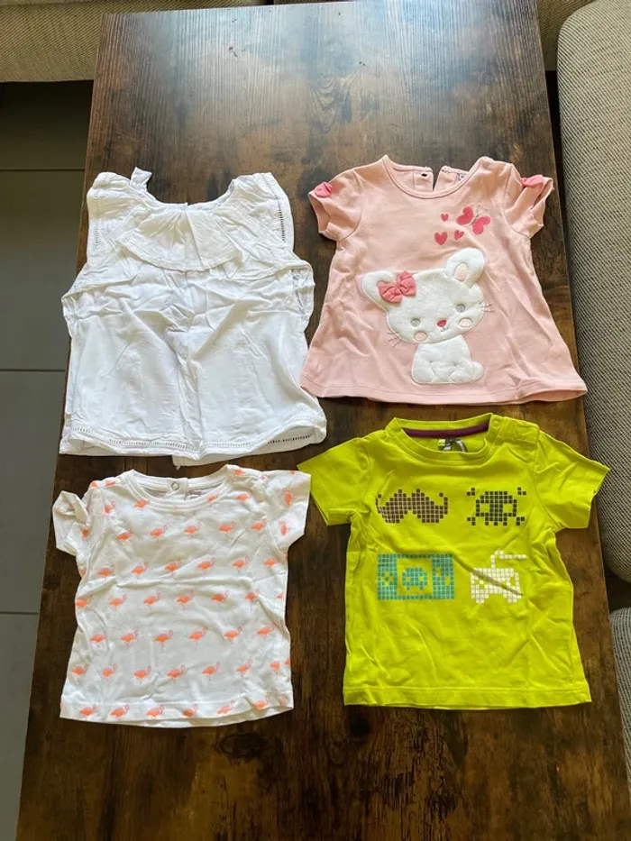 Lot de 4 tee-shirts bébé fille 6 mois