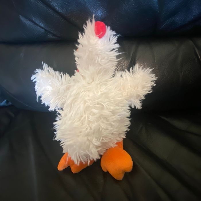 Peluche doudou poule blanche rouge et orange 25cm jumi - photo numéro 2