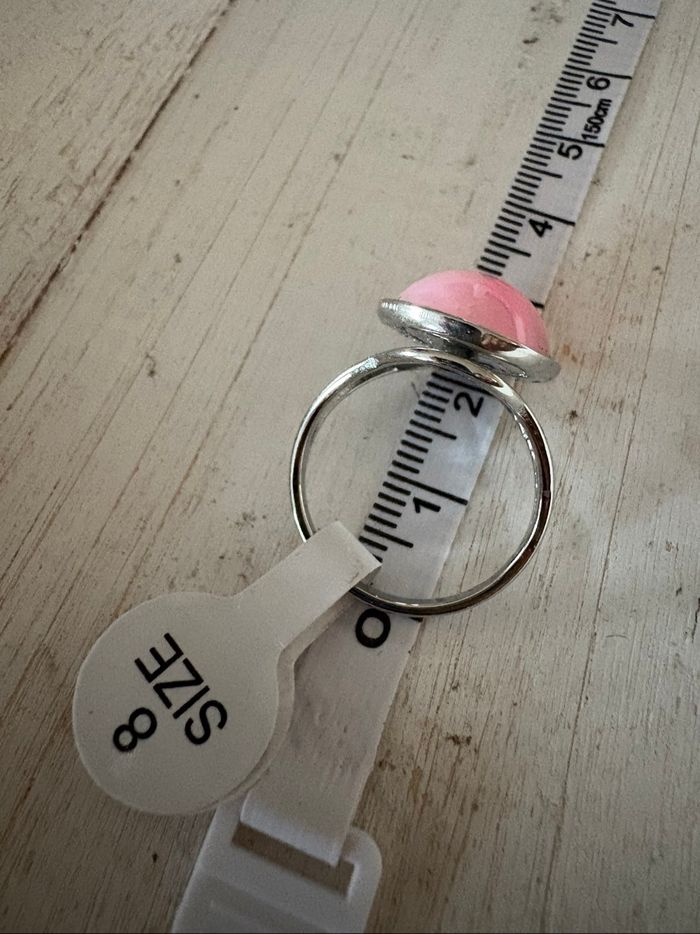 Bague argentée et rose T8 - photo numéro 6
