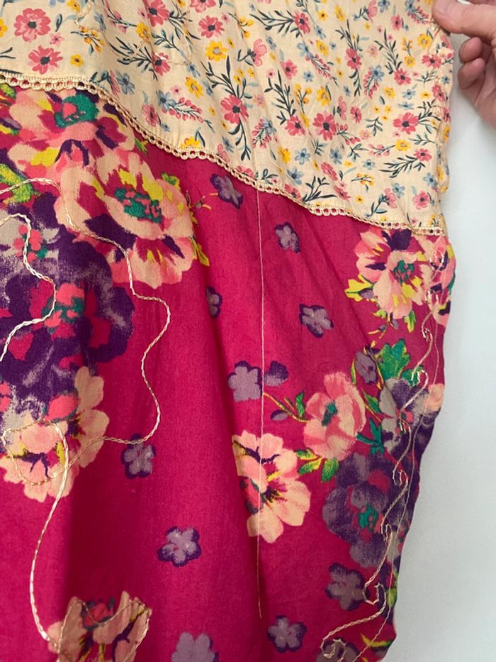 Poncho fantaisie multicolore avec fleurs et broderie - photo numéro 7