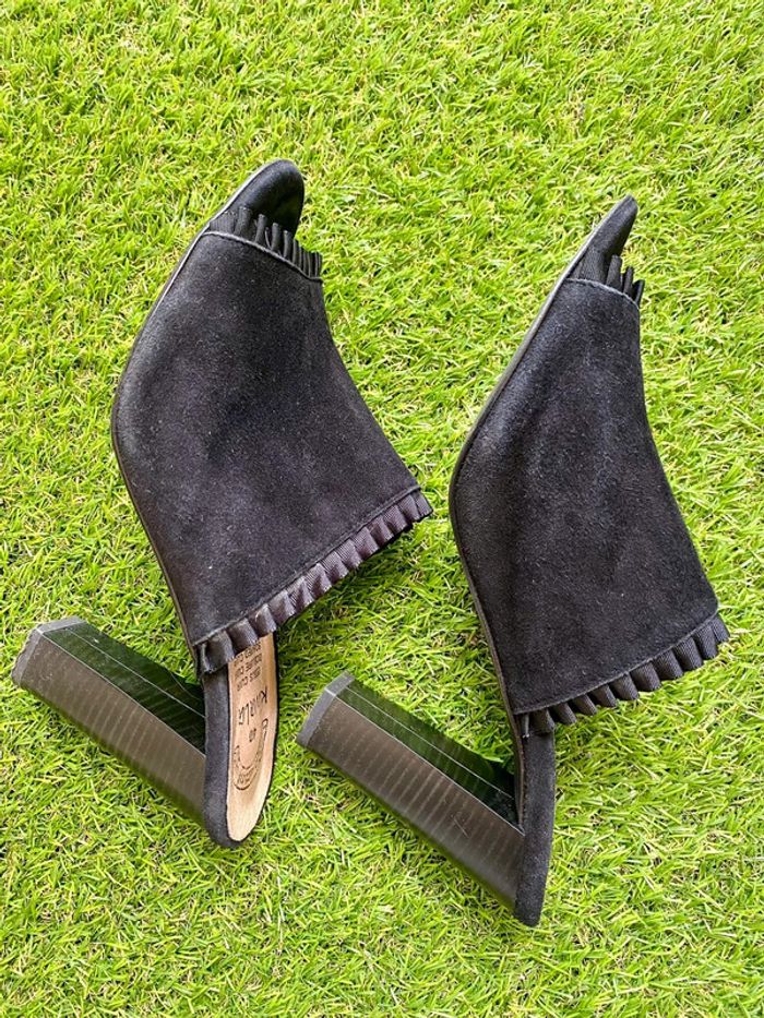 Mules en cuir à talons noires taille 40 - photo numéro 6