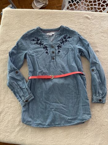 Robe style jeans ceinture 8 ans manches longues