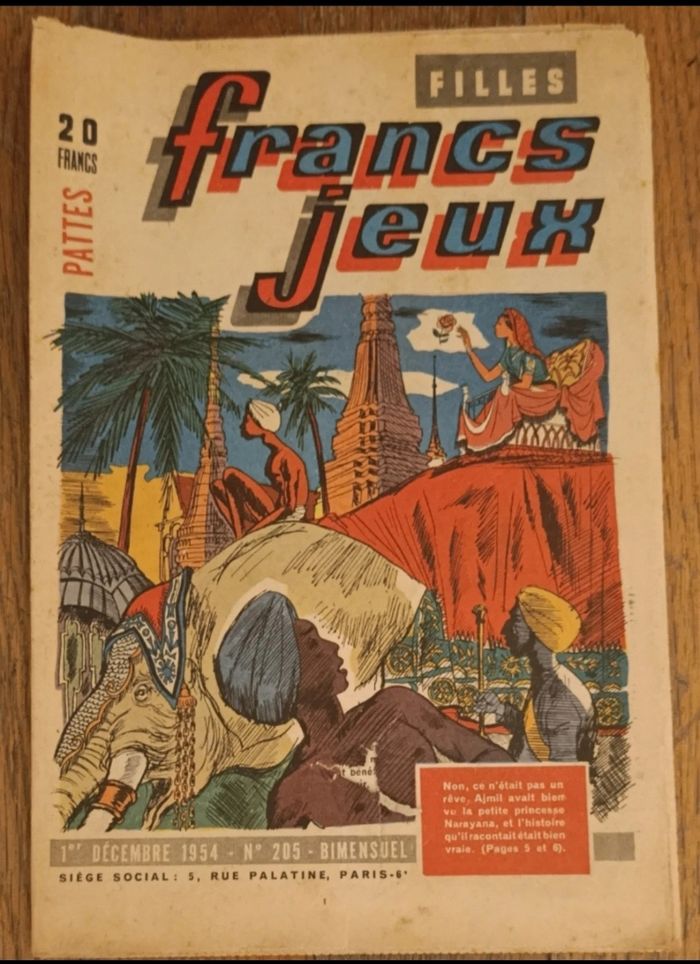 Ancien journal Francs jeux Filles N°205 1954 vintage