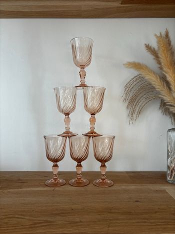 Vintage lot de 6 verres à vin Luminarc Rosaline
