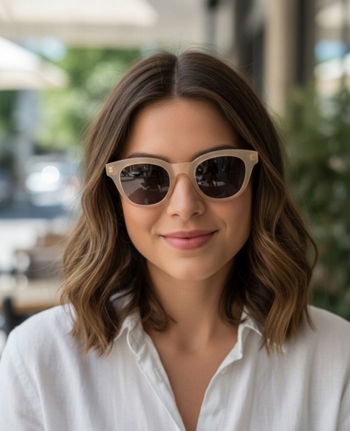 BLANC. : Lunettes de Soleil Tendance Oeil de Chat HZ B0014 – Comme Neuves!