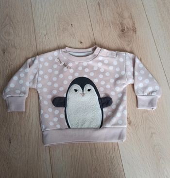 Sweat Chaud molletonné rose motif Pingouin Primark - Taille 6-9 mois 74 cm