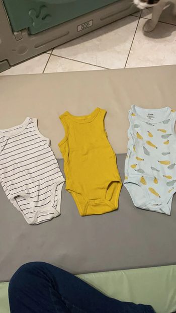 Lot de 3 bodies sans manche 9 mois