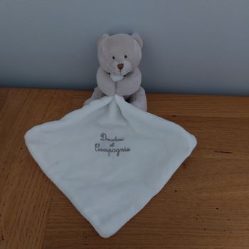 Doudou plat ours avec mouchoir - Doudou & Compagnie