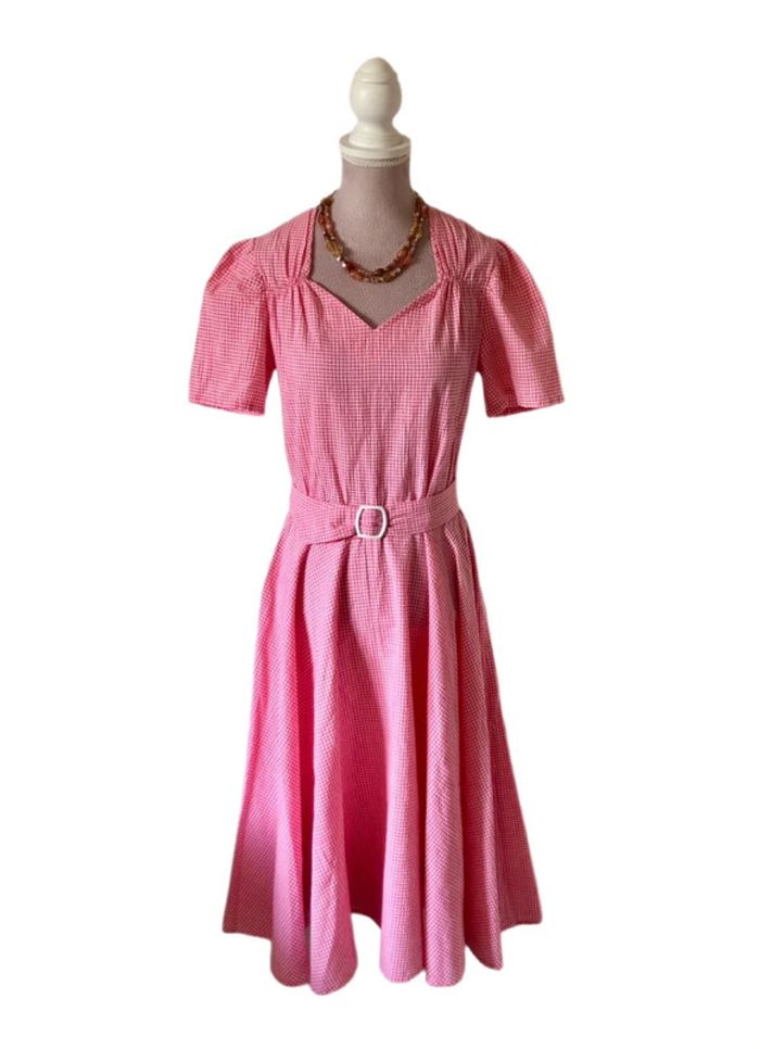 🍓Robe Vintage authentique années 70/80 vichy rose Cottagecore Romantique Retro summer Gingham Dress🍓 - photo numéro 5