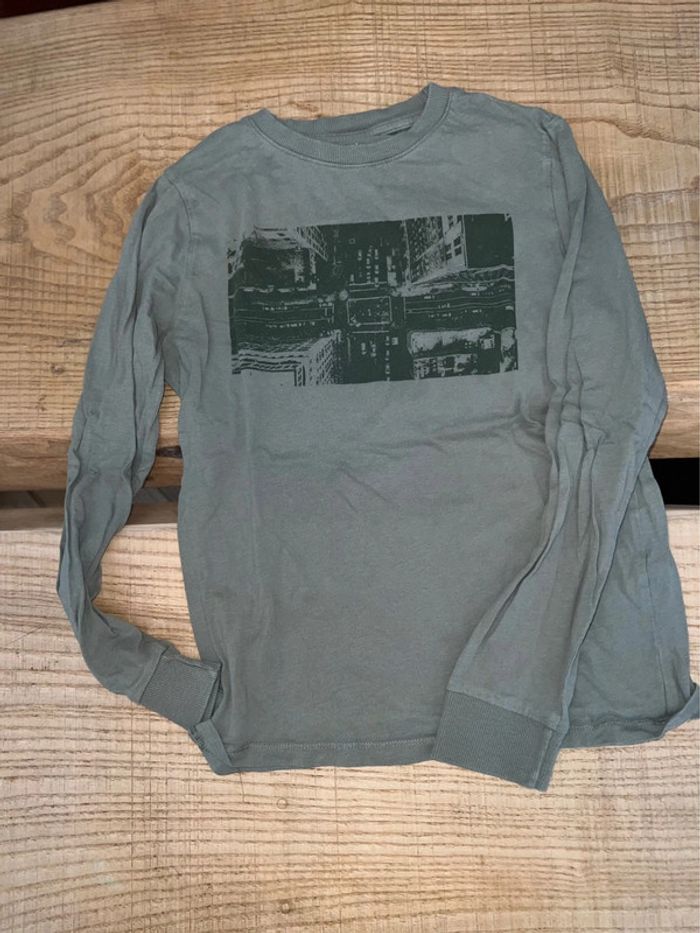 T-shirt kiabi kaki garçon manches longues 10 ans - photo numéro 3