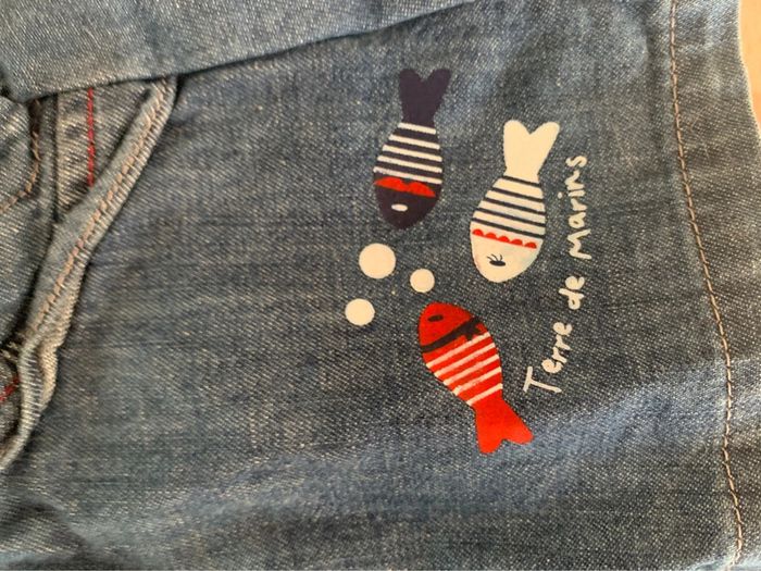 Lot ensemble salopette robe en jeans terre de marins et t shirts marinière - photo numéro 4