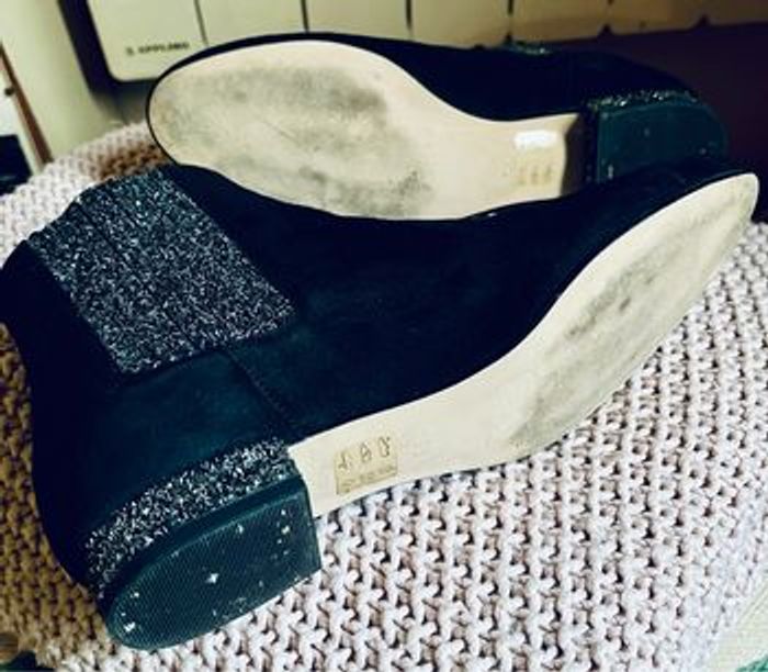 Bottines chelsea boots Mellow Yellow daim noir + paillettes argentees - photo numéro 3