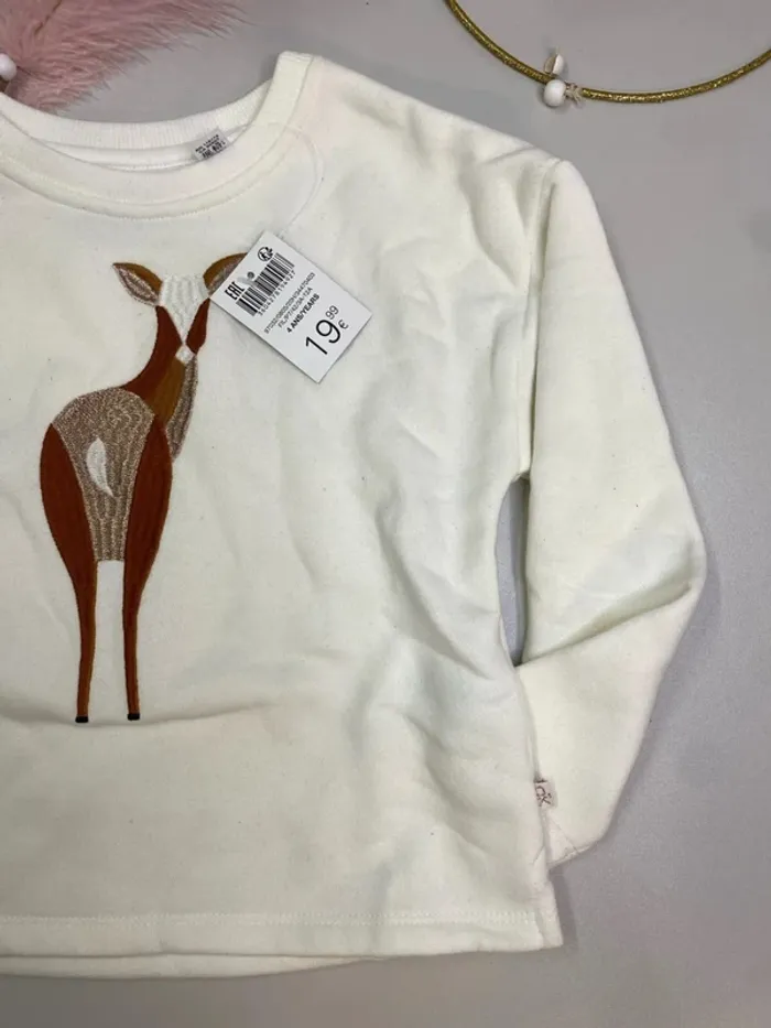 Sweat fille - chaud - blanc - neuf - Okaïdi - Taille 4 ans - photo numéro 4